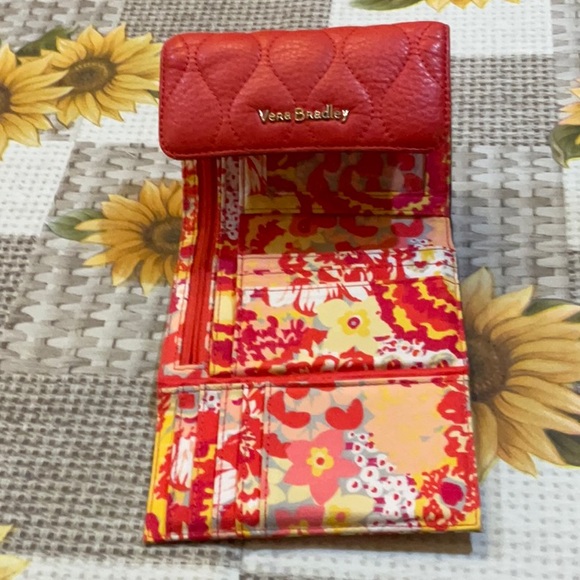 Vera Bradley red wallet with floral lining, good condition. - Picture 3 of 9